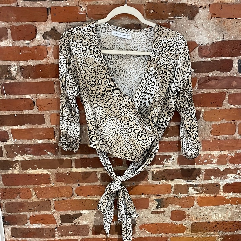 Leopard Print Wrap Top - Medium